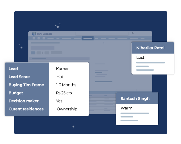 Lead scoring interface ranking prospects based on budget, interest, and site visit feedback to help sales teams prioritize high-potential leads.