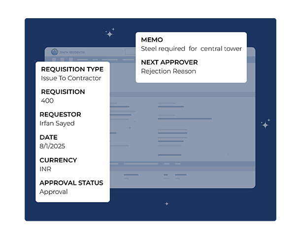 Automated approval workflow interface in a procurement system to streamline purchase requisition and order processing.