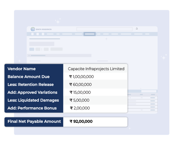 Final bill processing in contractor billing software with e-signature and real estate contract management.